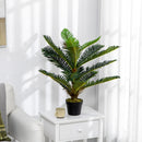 Pianta Artificiale di Palma con 18 Foglie Altezza 85 cm Vaso Incluso Verde      