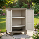 Armadio da Esterno 2 Ripiani 65x45x97H cm in Plastica Keter Excellence Basso Beige/Tortora