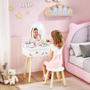 Set Toeletta per Bambine da 3 Anni con Specchio Illuminato e Sgabello 2 Cassetti e 2 Scatole Bianco      