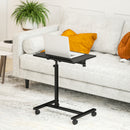 Tavolino da Divano Porta PC a Forma di C 57x40x67,5-101 cm con Piano Inclinabile in Melamina Nero  