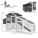 Pollaio Gabbia per Galline 178x95x100 cm in Legno con Tetto Impermeabile Grigio