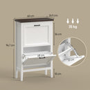 Scarpiera Country 60x26,5x96,7 cm con 2 Cassetti Ribalta in MDF Bianco      