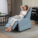 Poltrona Relax Reclinabile 165° 69x85x100 cm in Tessuto Effetto Lino Azzurro 