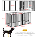 Recinto per Cani a 6 Pannelli Modulabili da Interno ed Esterno 164x83x80 cm in Acciaio Nero