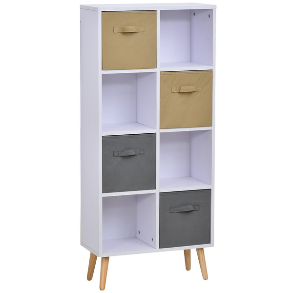 Armadietto Libreria 8 Ripiani 4 Cassetti Pieghevoli 54,5x24x122,5 cm Bianco sconto