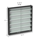 Bacheca Vetrina a Muro con 6 Ripiani Regolabili 80x9.5x83 cm in Legno Bianco e Nero      