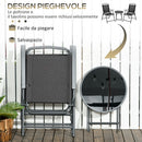 Set 3 Pezzi da Giardino con 2 Sedie 53,5x64x93 cm e Tavolino da Caffè Ø45x50 cm in Metallo Nero      
