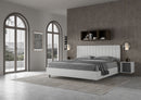Letto Matrimoniale Imbottito in Similpelle Agueda Bianco Varie Misure