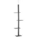 Albero Tiragraffi per Gatti a Soffitto 4 Livelli 43x27x228-260cm Altezza Regolabile Grigio