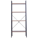 Libreria Scaffale a Scala 4 Ripiani Stile Industrial in Acciaio Nero,60x35x145 cm 