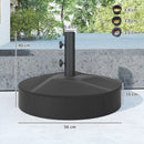 Base per Ombrellone Riempibile con Acqua 25kg o Sabbia a 30 kg per Ombrelloni con PaliØ36-38-48 mm in Plastica Nero      