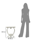 Tavolinetto Heart Argento Ø40x45,5 cm in Ferro e Marmo Argento e Bianco      