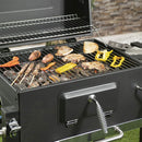 Barbecue a Carbone Carbonella 116x56x109 cm con Coperchio e Ruote in Acciaio Nero      