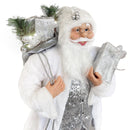 Pupazzo Babbo Natale H110 cm con Luci e Suoni Bianco e Argento