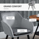 Set di 2 Sedie per Sala da Pranzo con Braccioli Imbottite 54x56x74 cm in Velluto Grigio