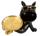 Decorazione Cane Buddy Svuotatasche 27x17x18,5 cm in Resina e Metallo Nero e Oro      