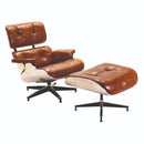 Poltrona in Similpelle con Pouf 88x83H86 cm Marrone