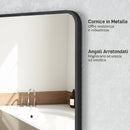 Specchio da Bagno 50x2,5x70 cm con Cornice in Metallo e Gancio Nero      