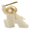 Decorazione Samurai Oda Quarzy 19x8x18 cm in Resina e Metallo Bianco e Oro      