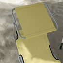 Set 2 Sdraio da Giardino 187x58x36 cm Pieghevoli con Schienale e Tettuccio Regolabili Beige      