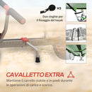 Carrello per Kayak e SUP Max 100 kg Larghezza Regolabile e Ruote Ø25 cm in Alluminio Nero