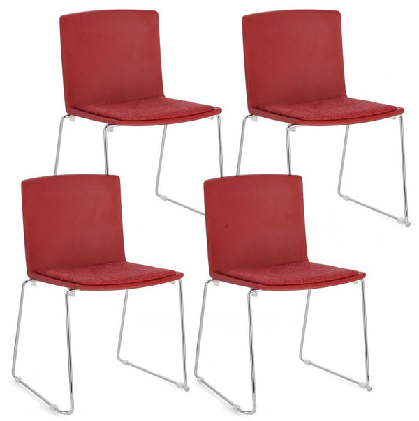 sconto Set 4 Sedie 43,5x50x79 cm Giulia in Poliestere Cromo e Rosso