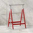 Set 2 Cavalletti da Lavoro Telescopici e Pieghevoli 68x58x80 cm  in Acciaio Q195 Rosso e Argento   