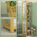 Mobile a Colonna con Specchio 6 Ripiani in Bambù 35x35x168 cm Colore Legno 