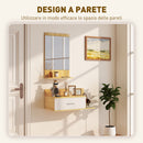 Set Mobili da Ingresso con Specchio Mensola e Mobiletto a Parete in Legno e Vetro Naturale      