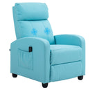Poltrona Relax Massaggiante 68x88x98 cm con Telecomando e 8 Programmi Reclinazione e Poggiapiedi Azzurro 