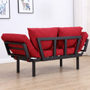 Divano Letto 2 Posti in Tessuto di Lino Rosso 166x70x80 cm 