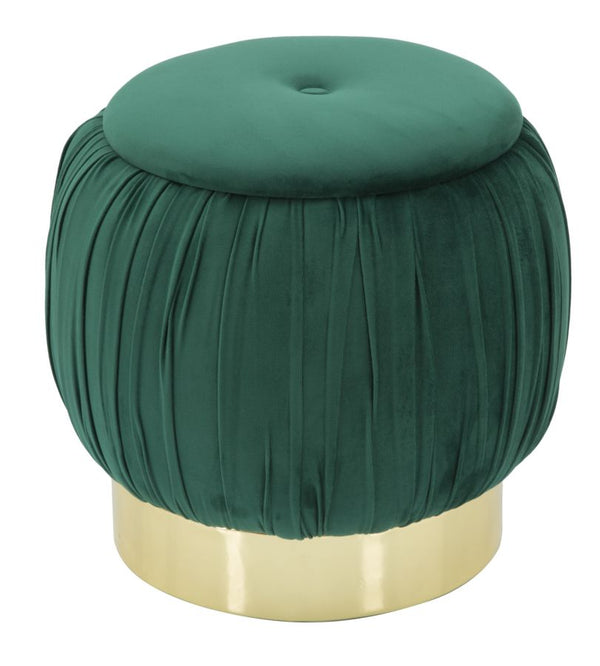 Puff Contenitore Paris Verde Ø41x41 cm Legno Spugna e Velluto Sintetico Verde e Oro acquista