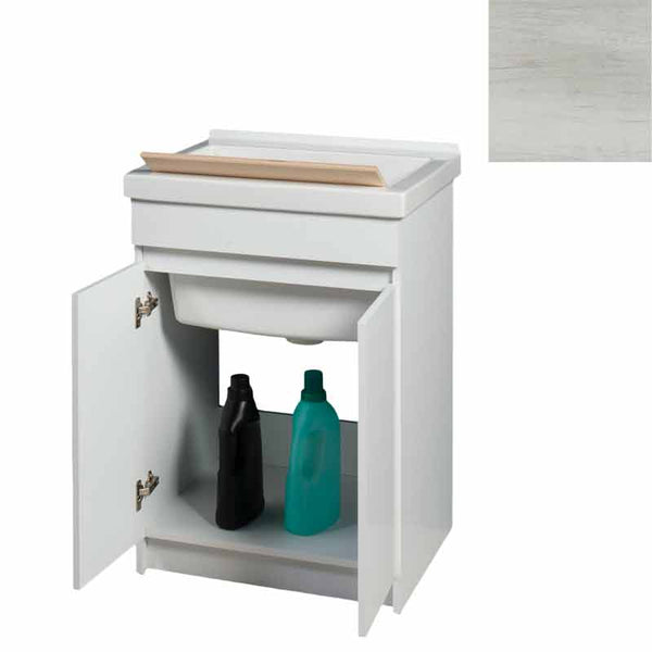 Mobile Lavatoio in Ceramica 2 Ante con Strofinatoio in Legno Massello 60x50x86A cm Olmo Bianco online