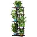 Portapiante Scaffale 5 Ripiani 43x23,5x94,5 cm in Metallo e MDF Flower Nero/Noce