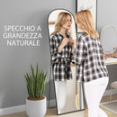Specchio da Terra e Parete Moderno con Supporto Pieghevole 50x161,5 cm in Lega di Alluminio Nero