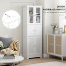Mobile Colonna Bagno 60x30x170,5 cm con 3 Armadietti Bianco   