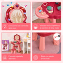 Postazione Trucco Specchiera Giocattolo per Bambini con Specchio e Accessori Rosa