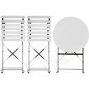 Set 3 Pezzi Giardino Tavolo con 2 Sedie Bistrot Bianco Pieghevole Modello Parigi      
