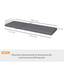 Set 2 Cuscini per Sedie da Esterno 190,5x58,4x7 cm con Lacci e 2 Imbottiture in Poliestere e Cotone Grigio      