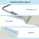 Set 2 Sdraio da Spiaggia 53x124x35-45 cm con Schienale Regolabile e Poggiatesta Beige e Azzurro   
