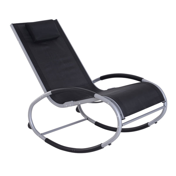 Sedia a Dondolo da Giardino Impermeabile in Alluminio Nero 120x61x88 cm acquista