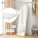 Specchio a Figura Intera da Terra 50x161,5 cm in Lega di Alluminio con Supporto Pieghevole Oro   