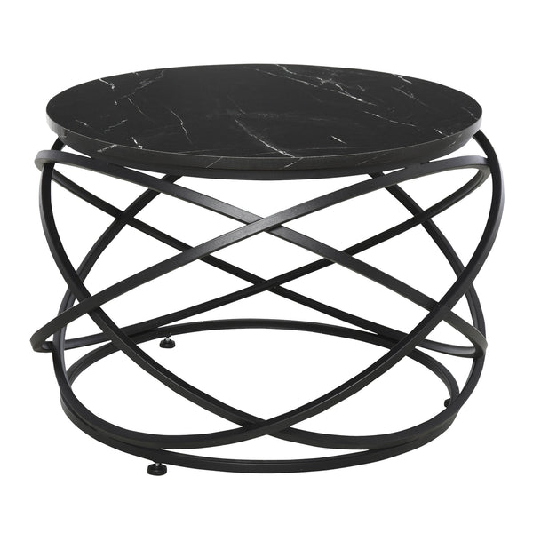 acquista Tavolino Basso Ø65x44,5 cm in Metallo e Legno Nero