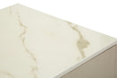 Toeletta Luxury con Specchio e Sgabello 120x45x75 cm in Pino e MDF e Spugna e Specchio e Poliestere e Metallo      