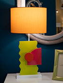Lampada da Tavolo Color 30x30x60,5 cm in MDF e Ferro e Tessuto Multicolor      