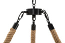 Lampadario Rope Circle Ø64x90 cm in Ferro e Corda Marrone e Nero      