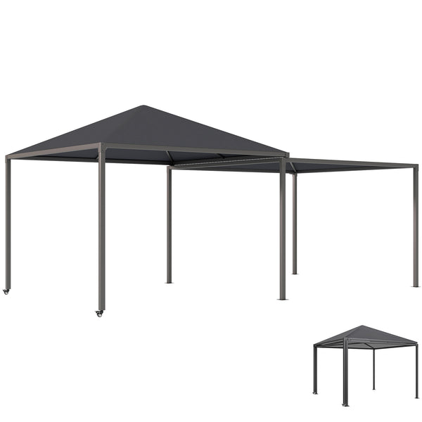 sconto Gazebo da Giardino Estensibile 295-560x295x275 cm Copertura in Poliestere UPF30+ con Ruote Grigio