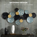 Decorazione Murale 3D in Metallo 133x66 cm Wall Art a Cerchi  Blu Nero e Oro