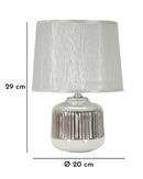 Lampada da Tavolo Lucina Ø20x29 cm in Ceramica e Ferro e Tessuto Bianco e Argento      