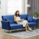 Divano Letto Singolo Clic Clac con Schienale Regolabile 215x83x87 cm in Tessuto Effetto Velluto con 2 Cuscini Blu 